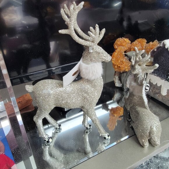 Mackenzie Childs Reindeer Stunning Silver Deer Set of 2  Sold Out NEW NWT - Picture 4 of 6